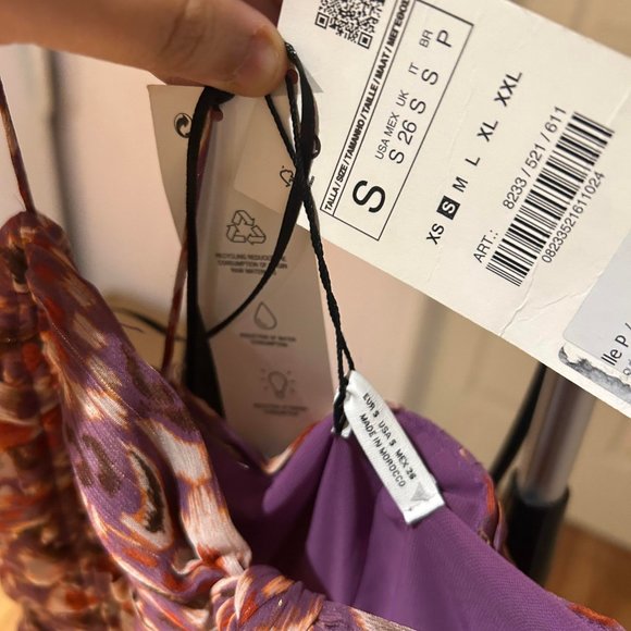 NWT Zara purple and pink mini dress size S - Picture 3 of 4